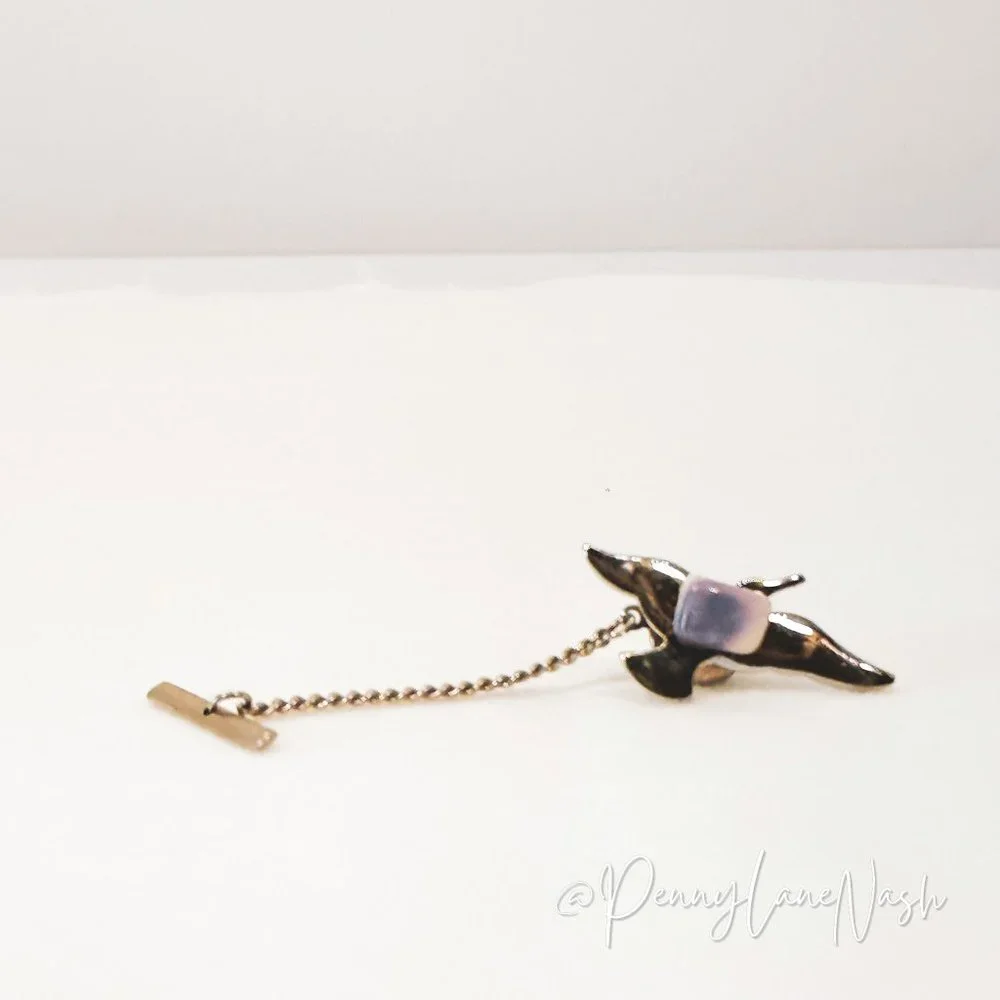 Vintage Bird w/ Blue Stone Tie Tack Chain